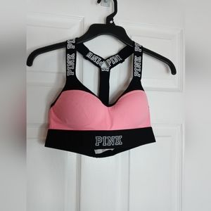 Pink Victoria's Secret Sports Bra Size XS Ultimate Push-Up Pink Black